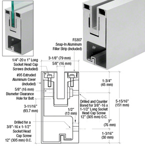 CRL-Blumcraft® Satin Anodized RG450 Series Two Piece Fascia Mount Base Shoe