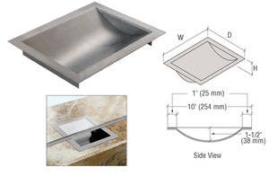 CRL Brushed Stainless Steel 16" Wide x 10" Deep x 1-9/16" High Standard Drop-In Deal Tray