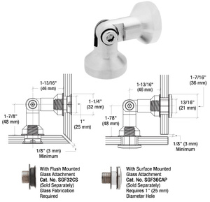 CRL 316 Brushed Stainless Glass-to-Glass Single Pivot Column Series Swivel Fitting