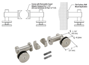 CRL 316 Brushed Stainless Double Arm Fixed Fitting Set for 1/2" Glass