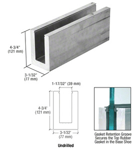 CRL L68S Series Mill Aluminum 118-1/8" Long Square Base Shoe Undrilled for 11/16" Glass