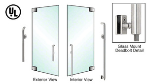 CRL-Blumcraft® Brushed Stainless Left Hand Double Acting Glass Mount Cylinder/Cylinder "P" Exterior Bottom Securing Deadbolt Handle