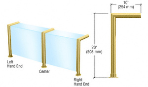 CRL Polished Brass Elegant Series Glass on Front and Top Shelf Sneeze Guard - Right Hand End Post Only