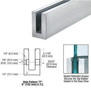 CRL B5S Series Mill 120"  Square Base Shoe Fascia Mount for 1/2" Glass