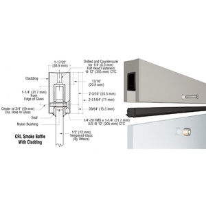 CRL Custom Aluminum Smoke Baffle Base Shoe with Satin Anodized Cladding for 1/2" Glass