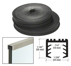 CRL Black Flexible Rubber LR25 Series Cap Rail Insert for 21.52 mm Laminated Glass - 100' (30.5 m)