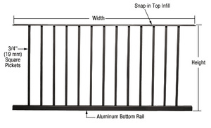 CRL Matte Black 200, 300, 350, and 400 Series 60"W x 42"H Picket Panel