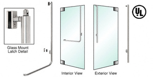 CRL-Blumcraft® Brushed Stainless Right Hand Reverse Glass Mount Keyed Access "JS" Exterior, Top Securing Panic Handle