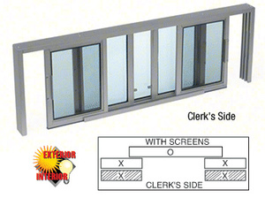CRL Satin Anodized Horizontal Sliding Service Window XOX Format With 1/2" Insulating Glass With Screen