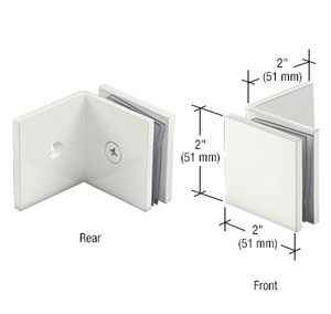 CRL White Fixed Panel Square Clamp With Large Leg