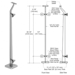 CRL Brushed Stainless Left End P5 Series Post Railing Kit