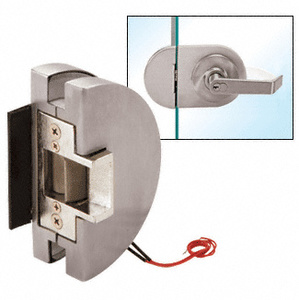 CRL Fail Secure Lever Lock Glass Keepers with Electric Strike - Brushed Stainless Steel