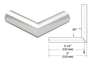 CRL Polished Stainless 1-1/4" Schedule 40 Steel - 90 Degree Corner