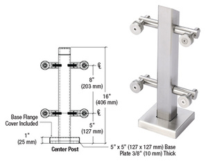 CRL 316 Brushed Stainless Point Supported Center Post