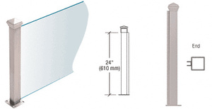 CRL Brushed Stainless 24" High 1-1/2" Square PP44 Plaza Series Counter/Partition End Post