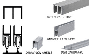 CRL Satin Anodized Track Assembly with Plastic Upper and Aluminum Lower Track with Nylon Wheels