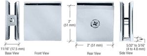 CRL Satin Chrome Square Style Hole-in-Glass Fixed Panel U-Clamp | CRL