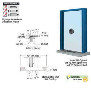 CRL Powder Painted (Specify) Aluminum Standard Inset Frame Exterior Glazed Exchange Window with 12" Shelf and Deal Tray