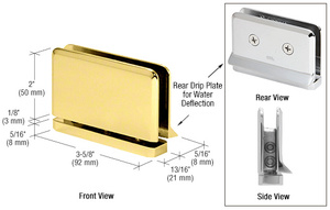 CRL Polished Brass Prima Hinge with Rear Drip Plate