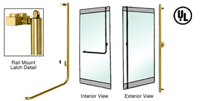 CRL-Blumcraft® Satin Brass Right Hand Reverse Rail Mount Keyed Access "F" Exterior, Top Securing Panic Handle