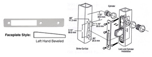 CRL Aluminum Left Hand Beveled Faceplate for DL2110 Series Long Throw Deadlocks