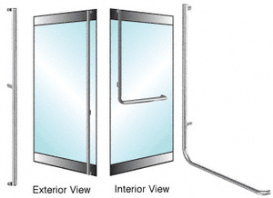 CRL-Blumcraft® Brushed Stainless Left Hand Double Acting Rail Mount "F" Exterior Dummy Handle