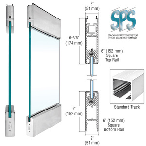 CRL Brushed Stainless Type 4 Standard SPS with 6" Square Rails Top and Bottom