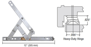 CRL Truth® 12" Heavy-Duty 4-Bar Stainless Steel Window Hinge