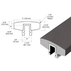 CRL-Blumcraft® Dark Bronze Anodized Custom 398 Series 4" Wide Rectangular Aluminum Cap Rail