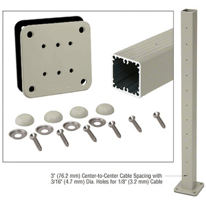 CRL Beige Gray 36" Surface Mount Cable Center Post Kit for 200, 300, 350, and 400 Series Rails