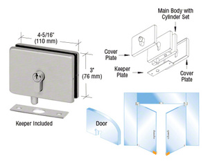 CRL Brushed Stainless European EUR Series Glass Mounted Patch Lock With Keeper Plate