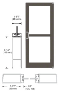 CRL-U.S. Aluminum Bronze Black Anodized Single Door 36" x 84" 400 Medium Stile Left Side Latch Butt Hinged With Rim Panic Exit Device for Surface Mount Closer