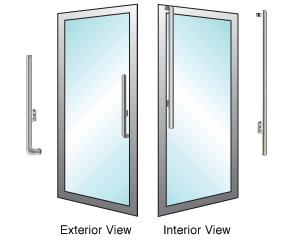 CRL-Blumcraft® Brushed Stainless Left Hand Reverse Aluminum Door Mount "H" Exterior Dummy Handle