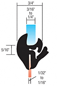 CRL One-Piece Self-Sealing Universal Weatherstrip 1/32" to 1/16" Panel - 3/16" to 1/4" Glass