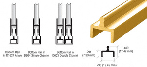 CRL Brite Gold Anodized Aluminum Single Bottom Rail