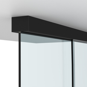 CRL 690 Series Matte Black Wall/Ceiling Mount Sliding Door with Fixed Panel Kit