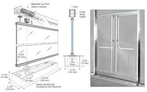 CRL-Blumcraft® Polished Stainless 1301 Entry Door 1/2" Glass w/Fixed Closer and Standard Top Pivot - Entry With Panic