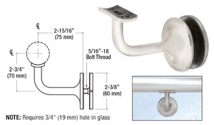 CRL Brushed Stainless Pismo Series Glass Mounted Hand Rail Bracket