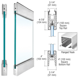 CRL Brushed Stainless Type 5 Flanged SPS with 4" Square Rails Top and Bottom