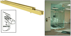 CRL Satin Brass Single Narrow Floating Header with Surface Mounted Top Pivots - Custom Length