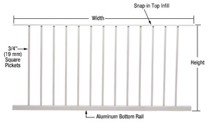 CRL Sky White 200, 300, 350, and 400 Series 60"W x 42"H Picket Panel