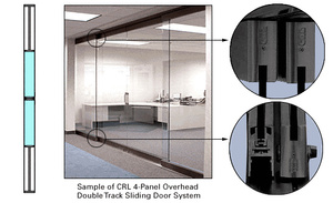 CRL Black Powder Coated 2-Panel Overhead Single Track Sliding Door System