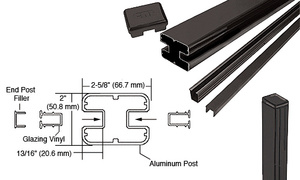 CRL Matte Black AWS 2" x 2-5/8" Rectangular 180 Degree 48" End Post Kit