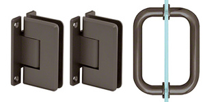 CRL Oil Rubbed Bronze Pinnacle Shower Pull and Hinge Set