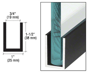 CRL Black Powder Coat Wet Glaze 1-1/2" Deep U-Channel 240" Stock Length