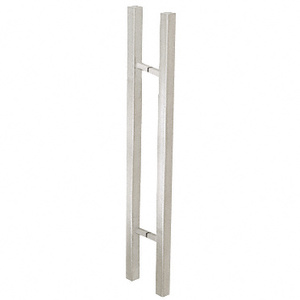 CRL Brushed Stainless Glass Mounted Square Ladder Style Pull Handle with Square Mounting Posts - 36"