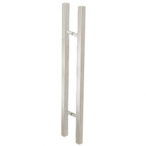 CRL Brushed Stainless Glass Mounted Square Ladder Style Pull Handle with Square Mounting Posts - 36"