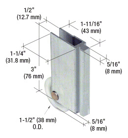 CRL 1-1/2" Nylon Wardrobe Door Roller for Contractors Wardrobe