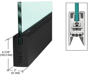 CRL Matte Black 1/2" Glass 4" Square Door Rail Without Lock - Custom Length