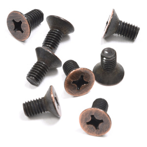 CRL Antique Brushed Copper 6 x 12 mm Cover Plate Flat Head Phillips Screws
